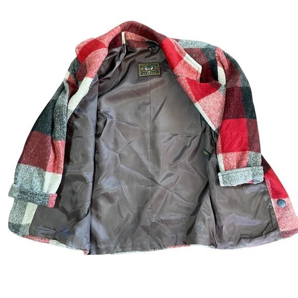 Vintage French Country Express Plaid Wool Pea Coat Womens MED Chores Barn Coat - Picture 3 of 10